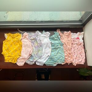 Lot Bundle of 7 Girl Summer Onesies 6-9 months